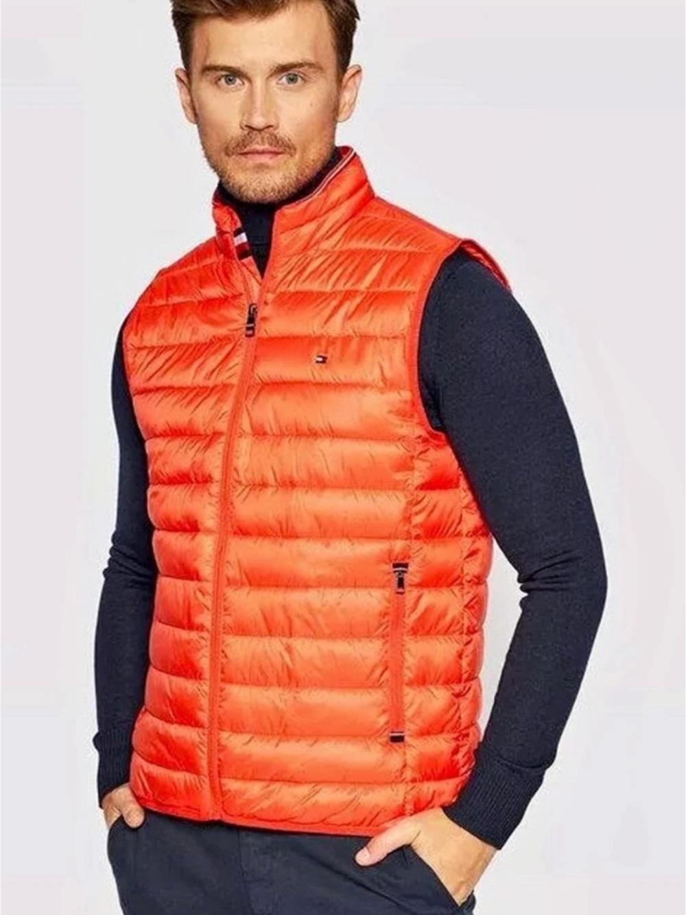 Tommy Hilfiger Packable Down Vest Quilted Orange x-Large NWT